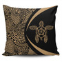 Hawaii Pillow Cover Turtle Hibiscus Lauhala Black Gold Circle