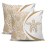 Hawaii Pillow Cover Turtle Hibiscus Lauhala White Gold Circle