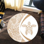 Hawaii Round Rug Turtle Hibiscus Lauhala White Gold Circle