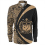 Samoa Long Sleeve Shirt Coat Of Arm Lauhala Gold Circle