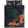 Hawaii Quilt Bed Set Hibiscus Palm Background