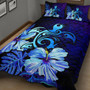 Hawaii Quilt Bed Set Hibiscus Tropical Deep Ocean Turtle Sea