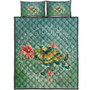 Hawaii Quilt Bed Set Hibiscus Turtle Swimming