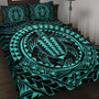 Hawaii Quilt Bed Set Kakau Honu Arc Polynesian Turquoise