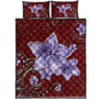 Hawaii Quilt Bed Set Plumeria Violet Polynesia Red