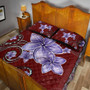 Hawaii Quilt Bed Set Plumeria Violet Polynesia Red