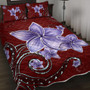 Hawaii Quilt Bed Set Plumeria Violet Polynesia Red