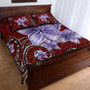 Hawaii Quilt Bed Set Plumeria Violet Polynesia Red