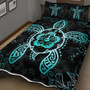 Hawaii Quilt Bed Set Turtle Hibiscus Blue