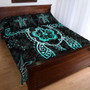 Hawaii Quilt Bed Set Turtle Hibiscus Blue