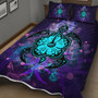 Hawaii Quilt Bed Set Turtle Hibiscus Galaxy Violet