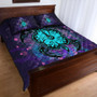 Hawaii Quilt Bed Set Turtle Hibiscus Galaxy Violet
