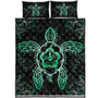 Hawaii Quilt Bed Set Turtle Hibiscus Green New