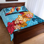 Hawaii Quilt Bed Set Turtle Hibiscus Pattern Blue