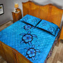 Hawaii Quilt Bed Set Turtle Hibiscus Swim In Sea