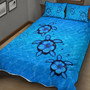 Hawaii Quilt Bed Set Turtle Hibiscus Swim In Sea