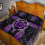 Hawaii Quilt Bed Set Turtle Hibiscus Violet