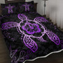 Hawaii Quilt Bed Set Turtle Hibiscus Violet