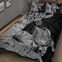 Hawaii Turtle Quilt Bed Set Polynesian Hibiscus Art Gray