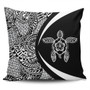 Hawaii Pillow Cover Turtle Hibiscus Lauhala Black White Circle