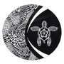 Hawaii Round Rug Turtle Hibiscus Lauhala Black White Circle
