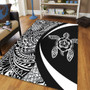 Hawaii Area Rug Turtle Hibiscus Lauhala Black White Circle