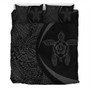 Hawaii Bedding Set Turtle Hibiscus Lauhala Black Gray Circle