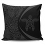 Hawaii Pillow Cover Turtle Hibiscus Lauhala Black Gray Circle