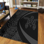 Hawaii Area Rug Turtle Hibiscus Lauhala Black Gray Circle