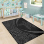 Hawaii Area Rug Turtle Hibiscus Lauhala Black Gray Circle