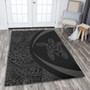 Hawaii Area Rug Turtle Hibiscus Lauhala Black Gray Circle