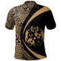 Tonga Polo Shirt Coat Of Arm Lauhala Gold Circle