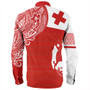 Tonga Long Sleeve Shirt Tonga Polynesian Flag With Coat Of Arms