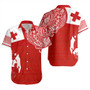 Tonga Short Sleeve Shirt Tonga Polynesian Flag With Coat Of Arms