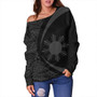 Philippines Off Shoulder Sweatshirt Coat Of Arm Lauhala Gray Circle