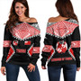 Tonga Off Shoulder Sweatshirt Ngatu Pattern Islands Style