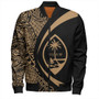 Guam Bomber Jacket Coat Of Arm Lauhala Gold Circle