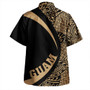 Guam Hawaiian Shirt Coat Of Arm Lauhala Gold Circle