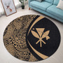 Hawaii Round Rug Kanaka Maoli Hawaiian Map Lauhala Gold Circle