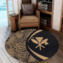 Hawaii Round Rug Kanaka Maoli Hawaiian Map Lauhala Gold Circle