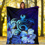 Hawaii Premium Blanket Hibiscus Tropical Deep Ocean Turtle Sea