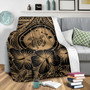 Hawaii Premium Blanket Map Honu Hibiscus Polynesian Gold