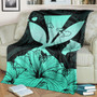 Hawaiian Premium Blanket Kanaka Maoli Hibiscus Polynesian Love Turquoise