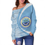 Federated States of Micronesia Off Shoulder Sweatshirt Coat Of Arm Lauhala Circle