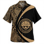 Federated States of Micronesia Hawaiian Shirt Coat Of Arm Lauhala Gold Circle