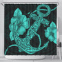 Hawaii Shower Curtain Anchor Poly Tribal Turquoise