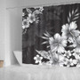 Hawaii Shower Curtain Hibiscus And Plumeria B&W