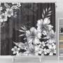 Hawaii Shower Curtain Hibiscus And Plumeria B&W