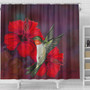 Hawaii Shower Curtain Hibiscus Hummingbird