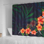 Hawaii Shower Curtain Hibiscus Palm Background